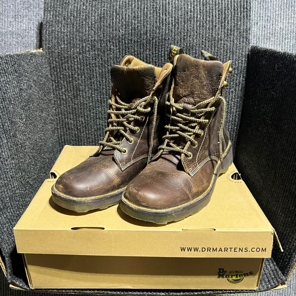 Dr Martens Niel Greenland Boots Mens 12 Brown Distressed Leather Lace Up Grunge